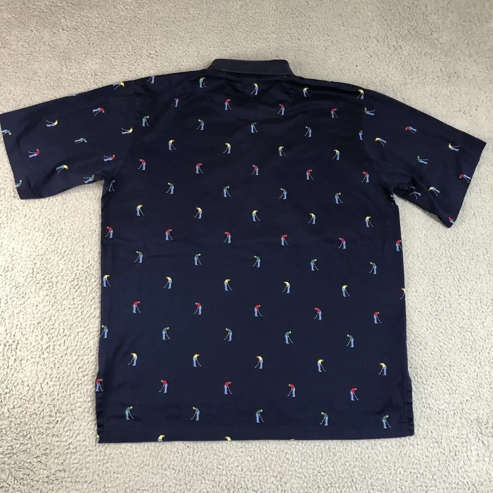 Polo Golf Ralph Lauren Shirt Mens Large Polo‎ Blue Allover Graphic Dadcore Slit